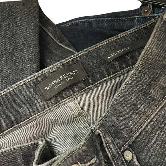 Banana Republic 29P Petite Jeans High Rise Slim Soft Black Stretch Casual - Picture 2 of 10